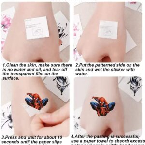 40 Sheets Spider-Man Temporary Tattoos Birthday Themed Party Supplies Decoration Favors Cartoon Cute Sticker for Kids Boys Home Activity Class Prizes Carnival Christmas Rewards