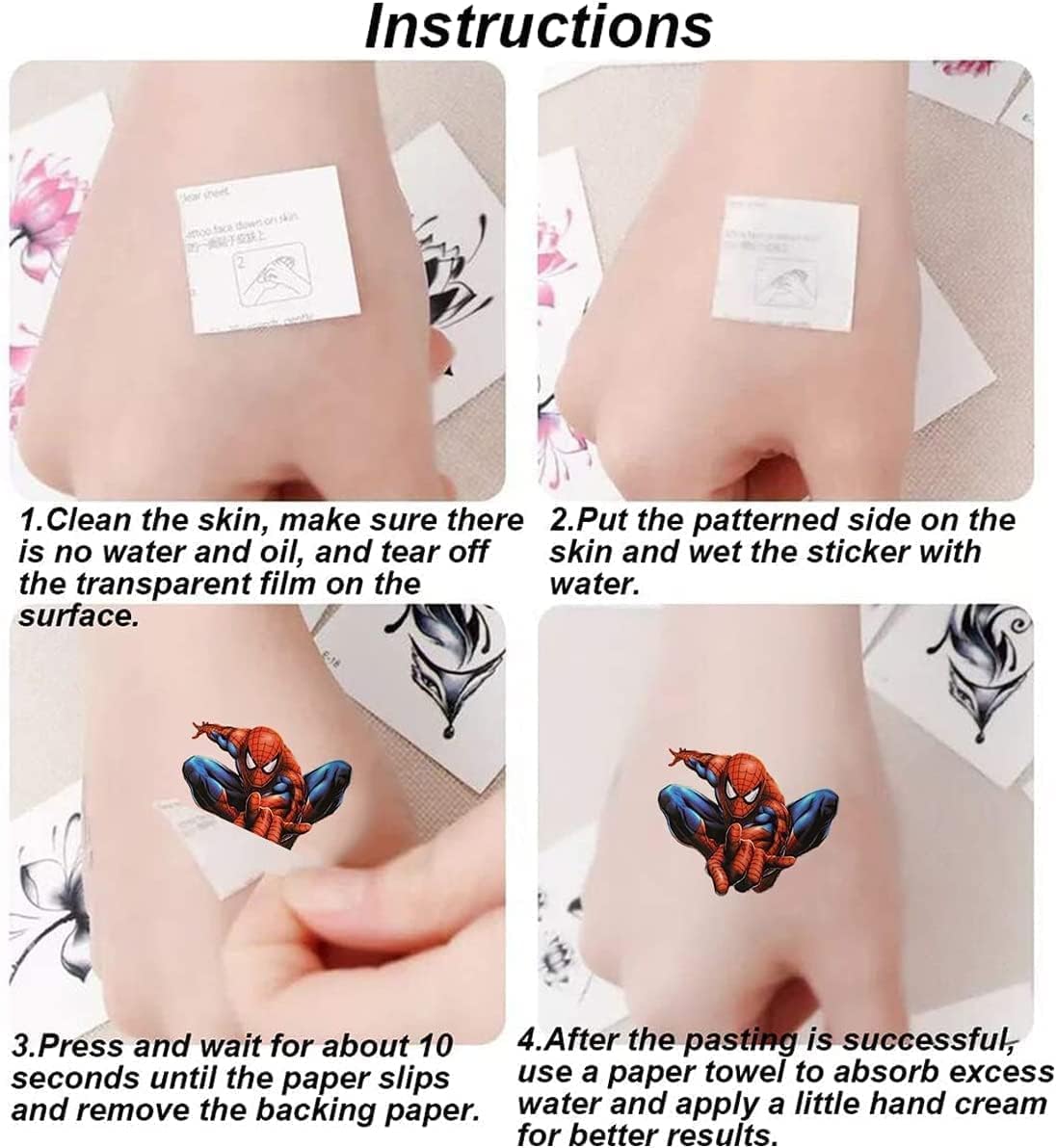 40 Sheets Spider-Man Temporary Tattoos Birthday Themed Party Supplies Decoration Favors Cartoon Cute Sticker for Kids Boys Home Activity Class Prizes Carnival Christmas Rewards