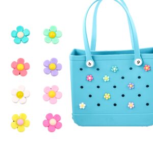 lighufeic 8 pcs flower charm accessory for bogg bags and simply southern totes, decorative accessories tocustomize your beach tote bag