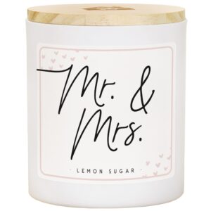 simply said, inc lemon scented wedding candle - mr & mrs wedding gifts for couples, just married candle - lemon scented soy candle - cdl1419