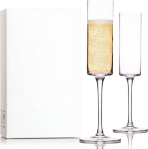 pulis champagne flutes set of 2 elegant champagne glasses 5.9 ounce capacity crystal champagne flutes for mr and mrs wedding gift house warming gifts for new home