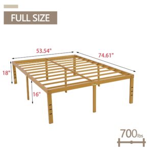 WJORATA 18 Inch Full Bed Frame Metal Platform No Box Spring Needed Noise-Free Easy Assembly Gold