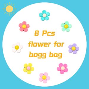 LIGHUFEIC 8 Pcs Flower Charm Accessory for Bogg Bags and Simply Southern Totes, Decorative Accessories toCustomize Your Beach Tote Bag