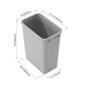 Dowell 35L Wastebasket Trash Container, 37Qt/9.2Gal, Plastic, Stackable, for Kitchen/Bathroom/Office, Fits Under Sink/Desk (Grey 4000 35 04)