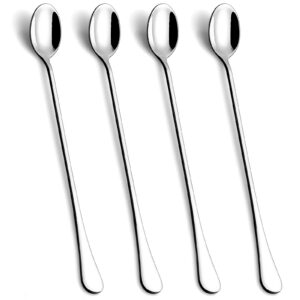 lovingly yours 9.5-inch long handle spoon, ice tea spoons, ice cream spoon, long coffee spoons, stainless steel stirring spoons, set of 4