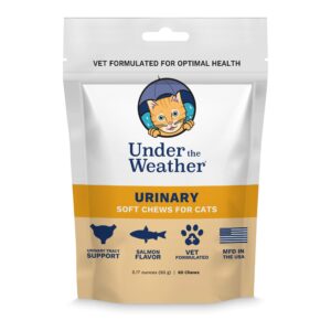 under the weather pet urinary tract support chews for cats | promote healthy urinary function in cats | 60 star shaped soft chews