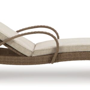 Signature Design by Ashley Beachcroft Outdoor Chaise Lounge with Cushion, 30" W x 79" D x 40" H, Dark Brown & Beige