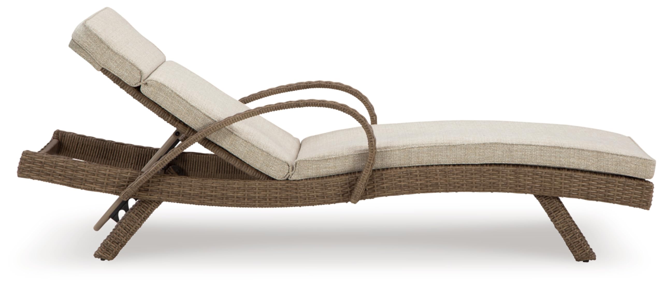 Signature Design by Ashley Beachcroft Outdoor Chaise Lounge with Cushion, 30" W x 79" D x 40" H, Dark Brown & Beige