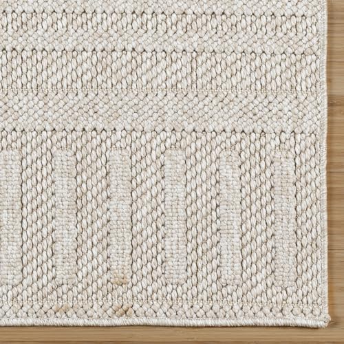 Gertmenian Indoor Flat Woven Area Rugs | Durable, High-Traffic, Non-Shedding & Stain Resistant | Brindi, Beige, 5x7 Standard, 27804