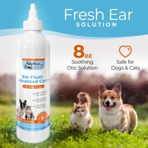 ALPHA DOG SERIES Advanced Ear Cleaner, Soothing Otic Solution (8 oz) – Reduces Itching, Odor & Wax Buildup – Safe for Dogs & Cats – W/Aloe & Vitamin E