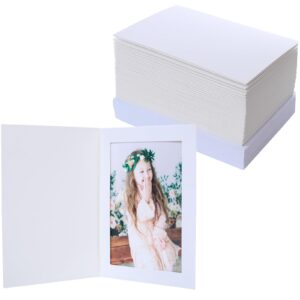 4x6 photo folder with envelopes, photo insert notecards cardboard picture frame paper picture frames, great for classroom diy graduation wedding (100 pack, white)