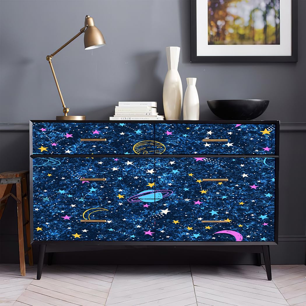 Sky Star Starry Night Peel and Stick Wallpaper for Kids Boys Girls Nursery Room Wall Decor Ceiling Contact Paper Galaxy Mural 17.7X117 Inches