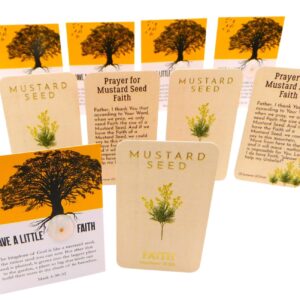 Mustard Seed Holy Card Bulk Pack Mixed 10 Pack Bundle Matthew 17:20 Faith Prayer and Cards with Seeds, 5 of Each