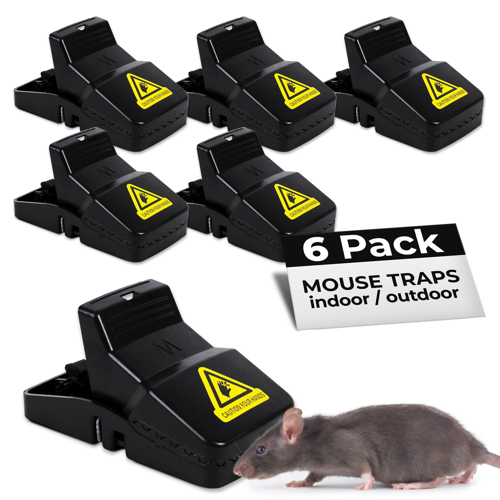 TwinTech Jaws Mouse Traps - Reusable, Sanitary, Easy-to-Use Trap for Mice and Small Rodents in Home, Kitchen, Garage, and Office Use - 4"x1.9"x2.3" - 6 Pack