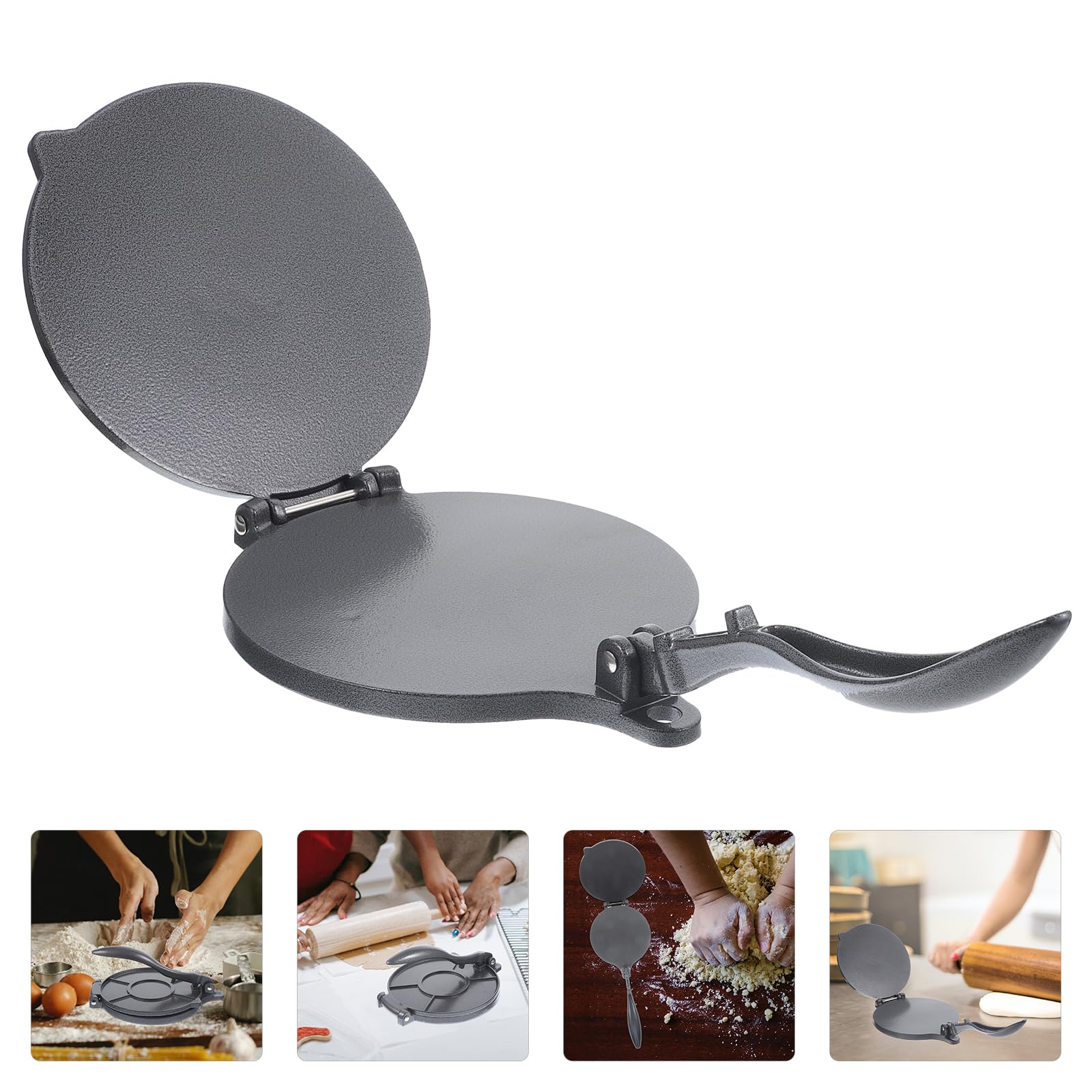 MUCKLILY Tortilla Press, Tortilla and Roti Maker, 8 Inch Dough Press Quesadilla Maker Pizza Press Roti Press Masa Roti Maker Chapati Maker for Flour Tortilla Grey