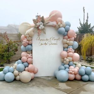 gender reveal balloons garland kit, 124pcs dusty pink and dusty blue sand white balloons for boy or girl gender reveal baby shower party decoration…