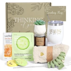 thinking of you care package for women - get well soon gift basket for sick friend after surgery gifts feel better gifts for women, sympathy gift baskets sending hugs, self-care spa gifts for women