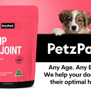 Petz Park Glucosamine for Dogs - Hip & Joint Support Powder with Chondroitin & MSM - Arthritis Pain Relief, Hip Dysplasia Treatment - 800mg Glucosamine - 45 Scoops