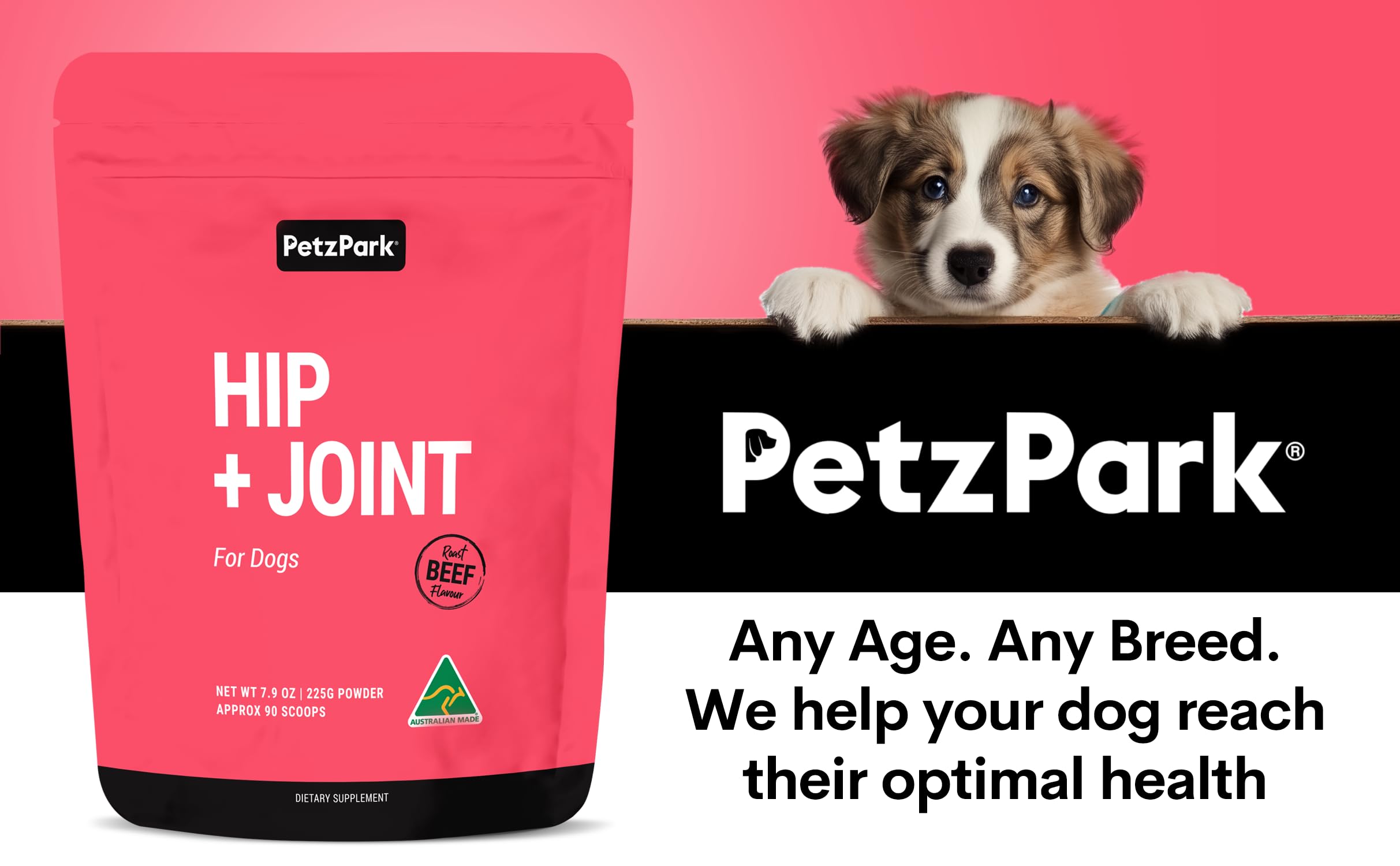 Petz Park Glucosamine for Dogs - Hip & Joint Support Powder with Chondroitin & MSM - Arthritis Pain Relief, Hip Dysplasia Treatment - 800mg Glucosamine - 45 Scoops