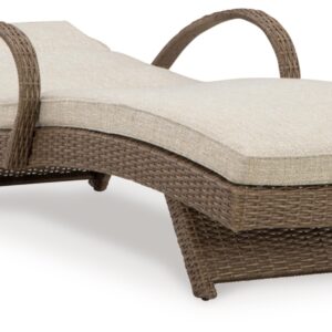 Signature Design by Ashley Beachcroft Outdoor Chaise Lounge with Cushion, 30" W x 79" D x 40" H, Dark Brown & Beige