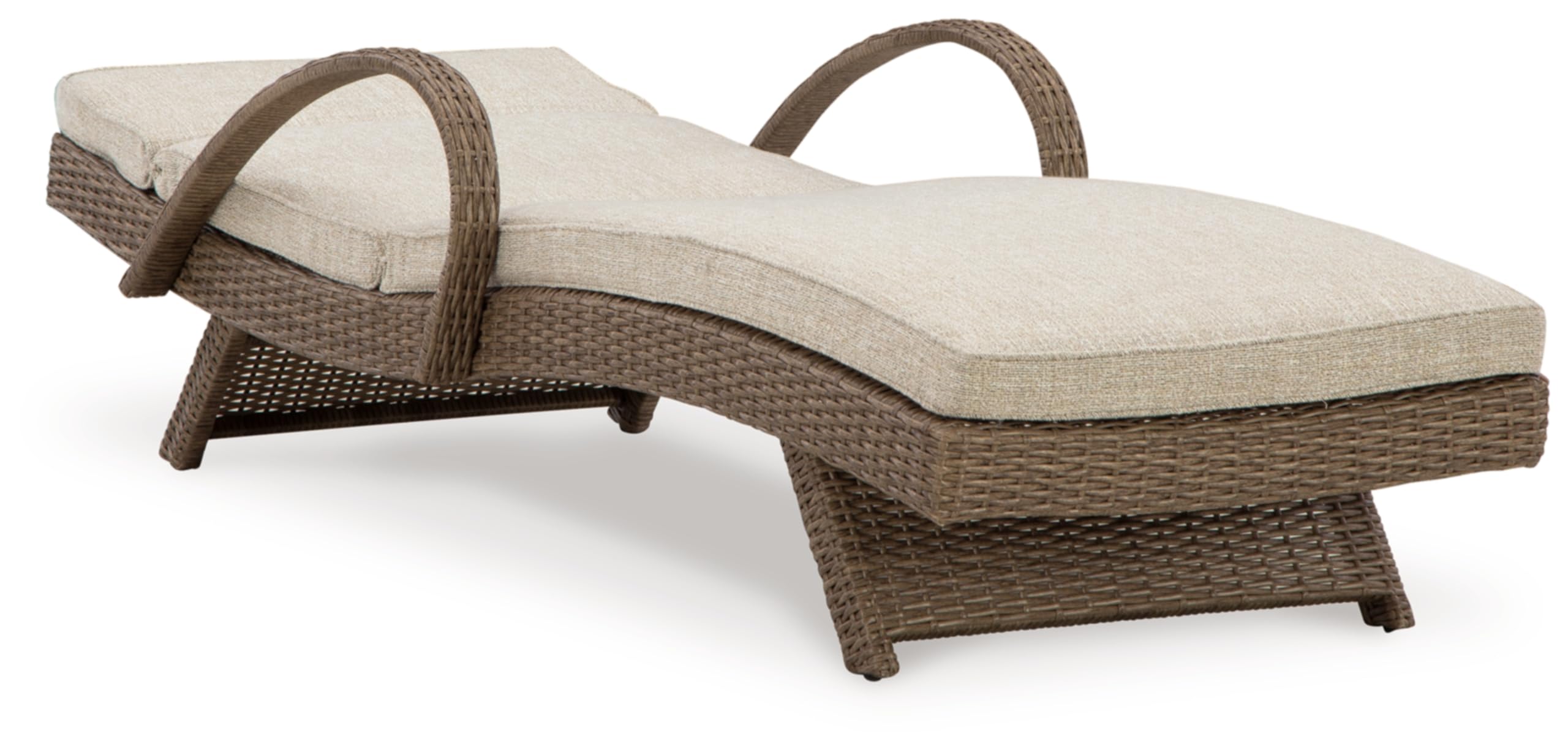 Signature Design by Ashley Beachcroft Outdoor Chaise Lounge with Cushion, 30" W x 79" D x 40" H, Dark Brown & Beige