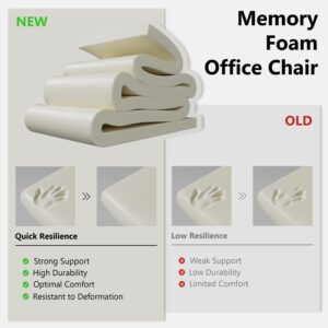 GXJ White and Gold Office Chair, Leather Desk Chair with Wheels and Arms, High Back Executive Computer Chair for Girl and Women