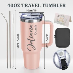 Personalized 40 Oz Tumbler with Handle, Custom Tumbler With Name - Lid and Straw, Stainless Steel Coffee Tumbler Travel Coffee Mug Cup, Personalized Gift for Women Men Birthday