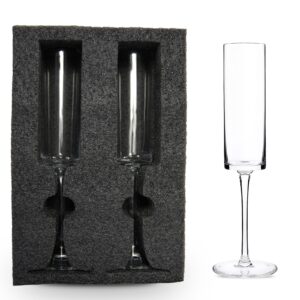 PULIS Champagne Flutes Set of 2 Elegant Champagne Glasses 5.9 Ounce Capacity Crystal Champagne Flutes for Mr and Mrs Wedding Gift House Warming Gifts for New Home