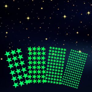 554pcs glow in the dark stars stickers for ceiling star decals stickers 3d glowing in the dark room wall decor ceiling stars stickers decals for bedding room star decorations stickers 4 sizes stars