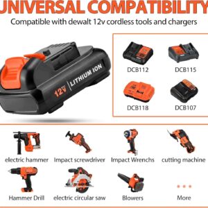 SJZNHFTOLO DCB120 12V 4.0Ah Replacement Battery for Dewalt 12V Battery DCB121 DCB123 DCB122 DCB124 DCB125 DCB127 Compatible with All Dewalt 12 Volt Max Lithium Battery(2 Pcak)