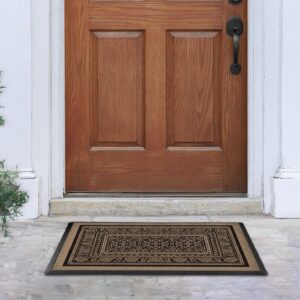 RUGGABLE Washable Front Entryway 2x3 Welcome Door Mat, Mabelle Black, Premium Doormat for Indoor Outdoor Entry with Gripper Non Slip Pad