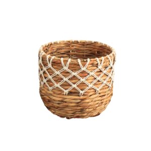 Eden Grace Handwoven Wicker Baskets, Twisted Weave with Macrame Accent - Round, Artisan Craftsmanship for Stylish Organization 1-Large