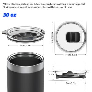 2 Pack Replacement Tumbler Lid for YETI 30 oz Tumbler, 14 oz Mug and 35 oz Straw Mug Replacement Cover with Magnetic Slider Switch (30oz, Black)