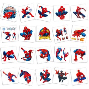 40 Sheets Spider-Man Temporary Tattoos Birthday Themed Party Supplies Decoration Favors Cartoon Cute Sticker for Kids Boys Home Activity Class Prizes Carnival Christmas Rewards