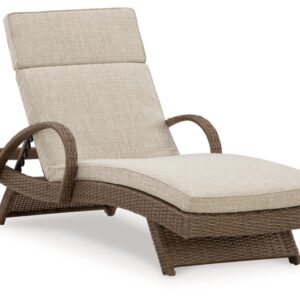 Signature Design by Ashley Beachcroft Outdoor Chaise Lounge with Cushion, 30" W x 79" D x 40" H, Dark Brown & Beige