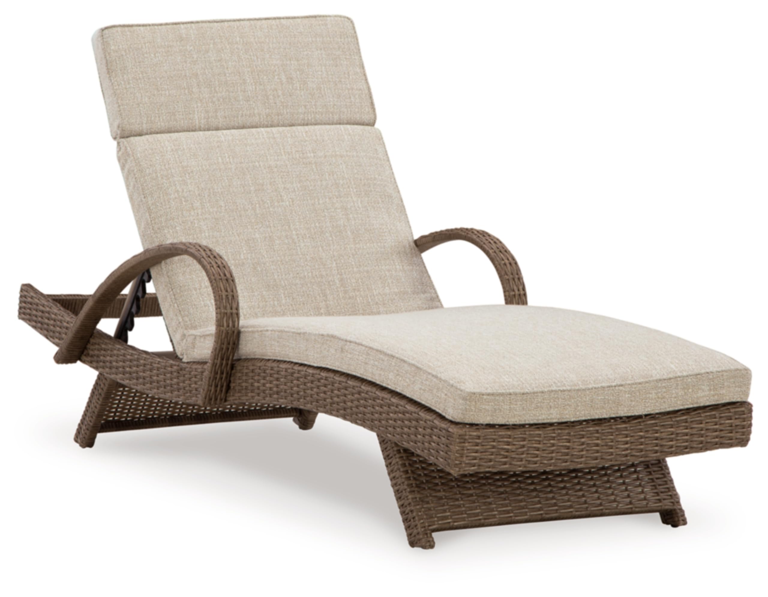 Signature Design by Ashley Beachcroft Outdoor Chaise Lounge with Cushion, 30" W x 79" D x 40" H, Dark Brown & Beige