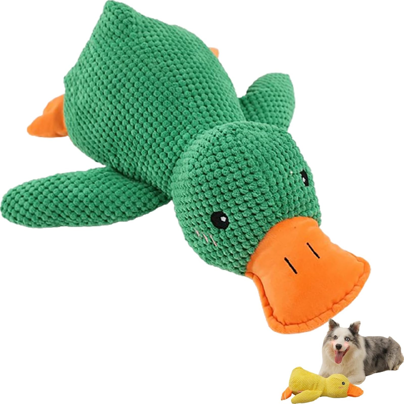 The Mellow Dog Calming Duck, Grishay Calm Duck Dog Toy, Sherum Calm Duck, Calming Duck Dog Toy, Yellow Duck Dog Chew Toys for Dogs Indoor Puppy-Green