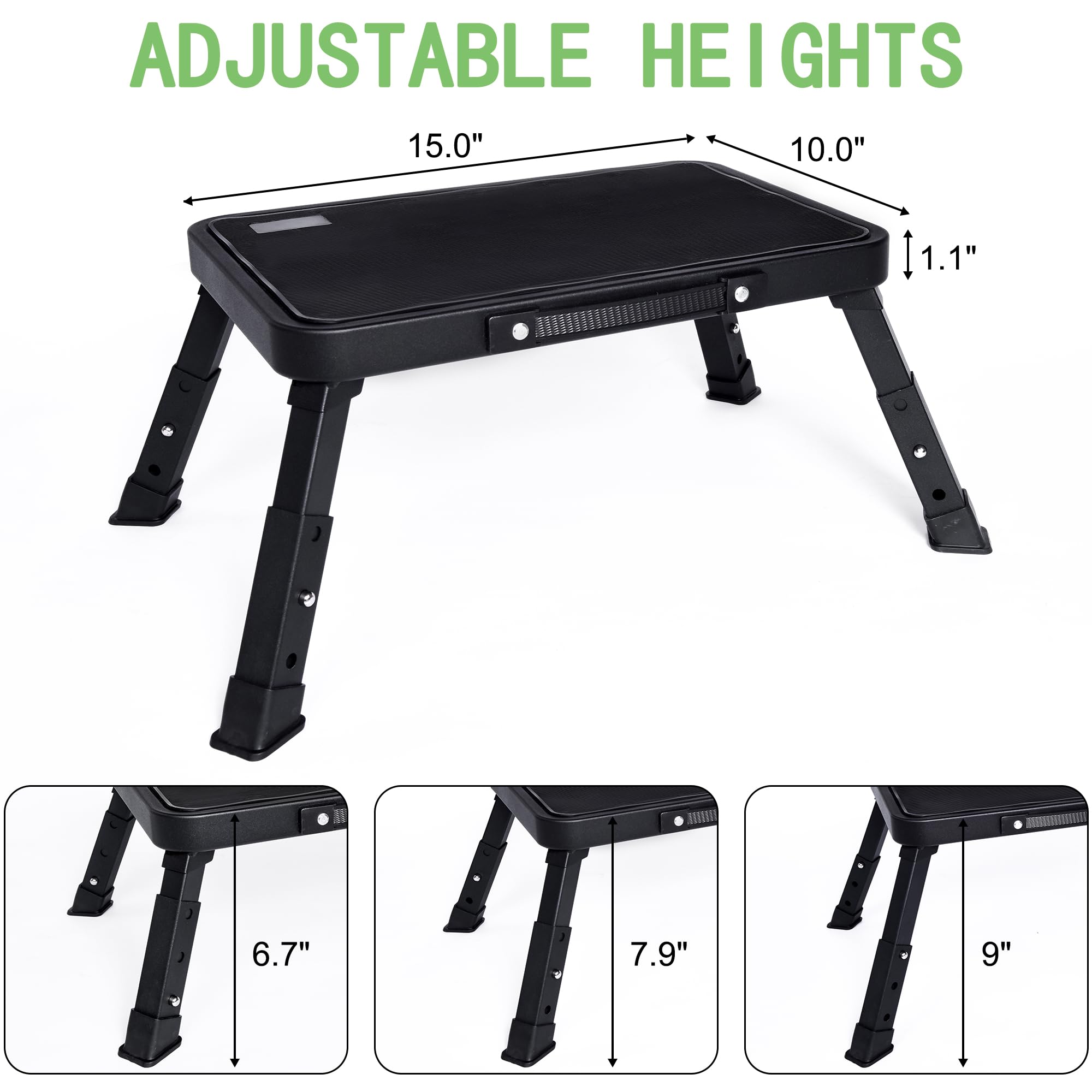 3 Levels Adjustable Folding Step Stool,Foldable RV Step Stool,Safer Metal Stepping Stool for Adults and Seniors,Sturdy and Stable,350 Ibs Capacity,for Bedroom,Kitchen,Office,SUV and More Use