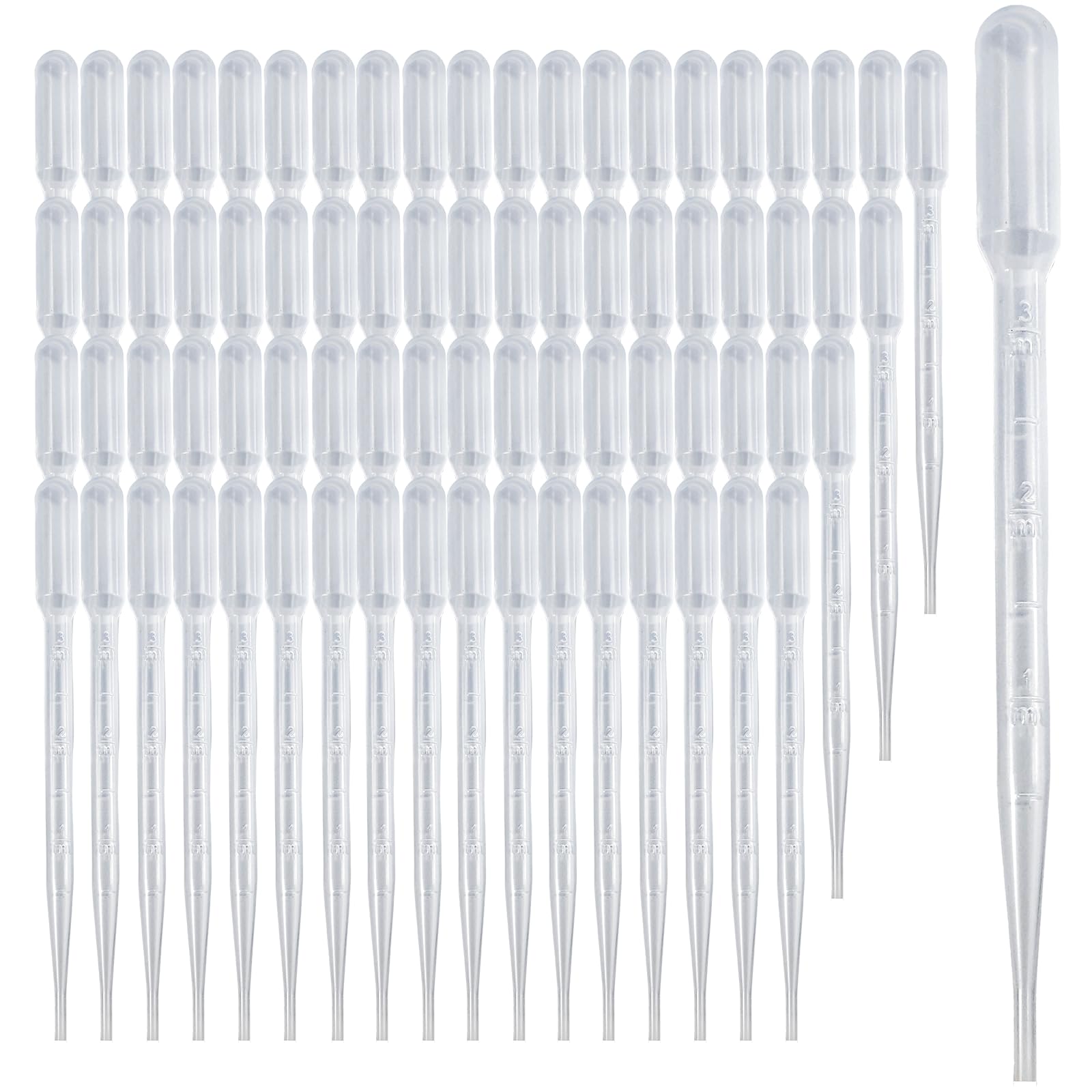 Zkupanx 100 PCS 3ML Pipette Dropper - Disposable Plastic Dropper Pipette for Accurate Liquid Transfer, Excellent Suction, Pipettes for Essential Oils, Resin, Crafts, Labs, Kids Activities, DIY Art