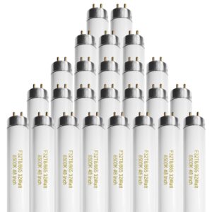 konideke 25 pack t8 fluorescent bulbs 4 foot, f32t8/865 fluorescent light bulb 48 inch 32 watt 6500k daylight 2500 lumens g13 base