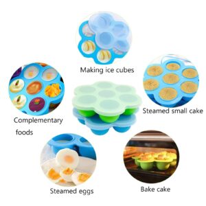 2 Pack Silicone Egg Bites Molds, Reusable Egg Bites Pan with Lid, Alternative to Sous Vide Egg Bite Maker, Suitable for Air Fryer, Blue and Green, 6.3in