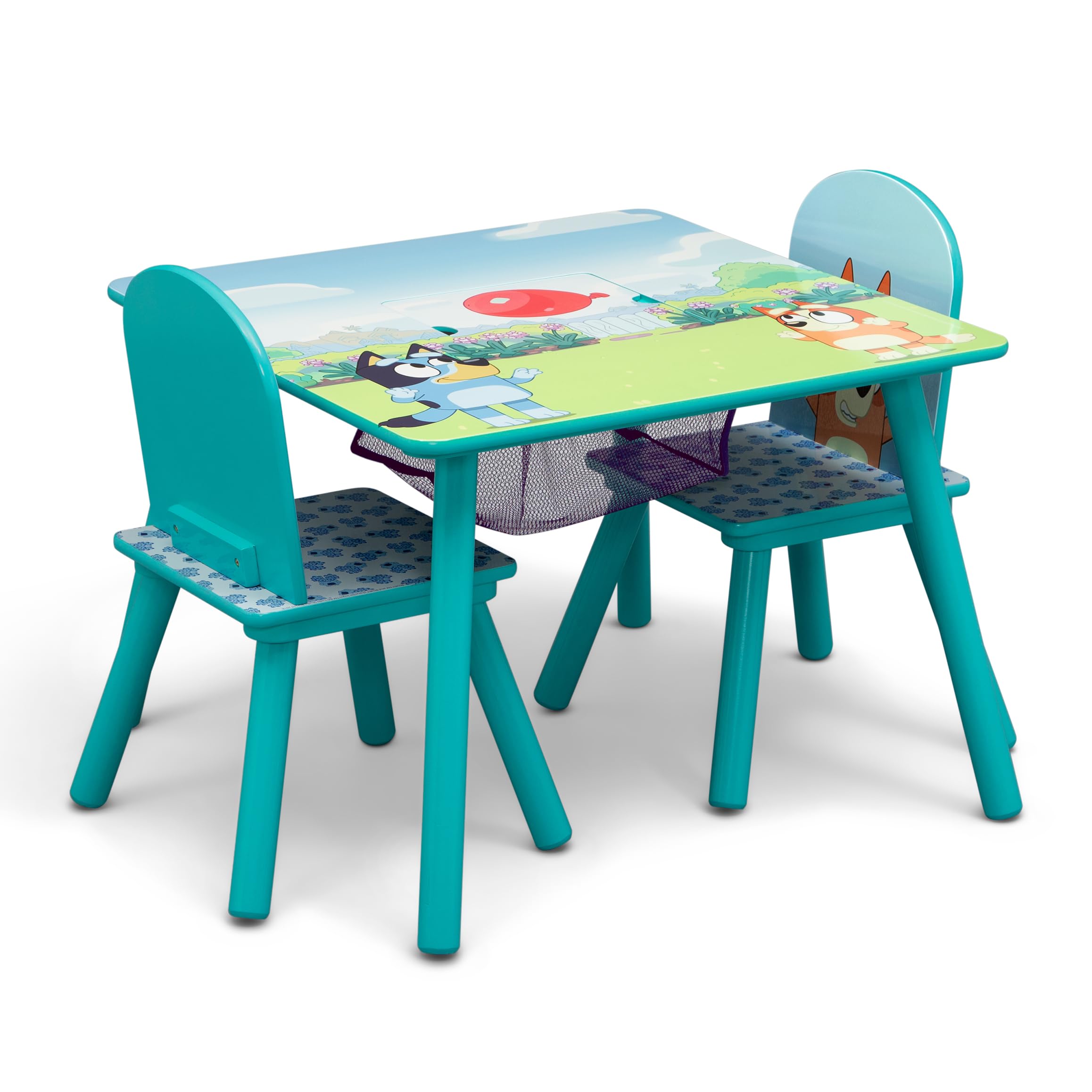 Delta Children Bluey Kids Table and Chair Set with Storage (2 Chairs Included) - Greenguard Gold Certified - Ideal for Arts & Crafts, Snack Time, Homeschooling, Homework & More, Blue