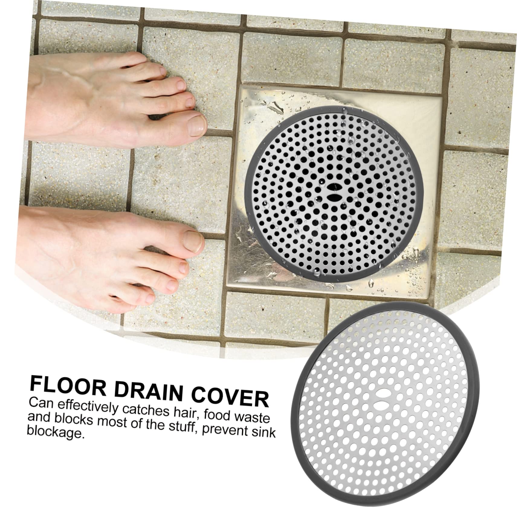 Veemoon Bathroom Floor Drain Cover Filters Wash Basin Drain Cover Water Sink Filter Hose Bib Wheel Water Trough Stainless Strainer Stainless Sink Bathtub Sponge Hair Stainless Steel