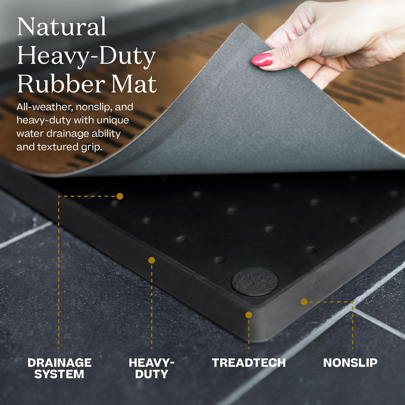 RUGGABLE Washable Front Entryway 2x3 Welcome Door Mat, Mabelle Black, Premium Doormat for Indoor Outdoor Entry with Gripper Non Slip Pad