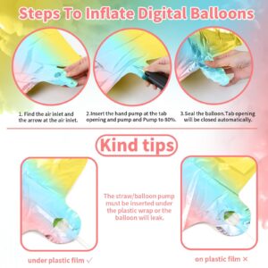 Rainbow Number 10 Balloons, 10th Birthday Balloon, 40inch Gradient 10 Balloon Numbers, Large Self Inflating Foil Balloon, 10th Birthday Decorations for Kids Birthday, 10 Anniversary Decorations