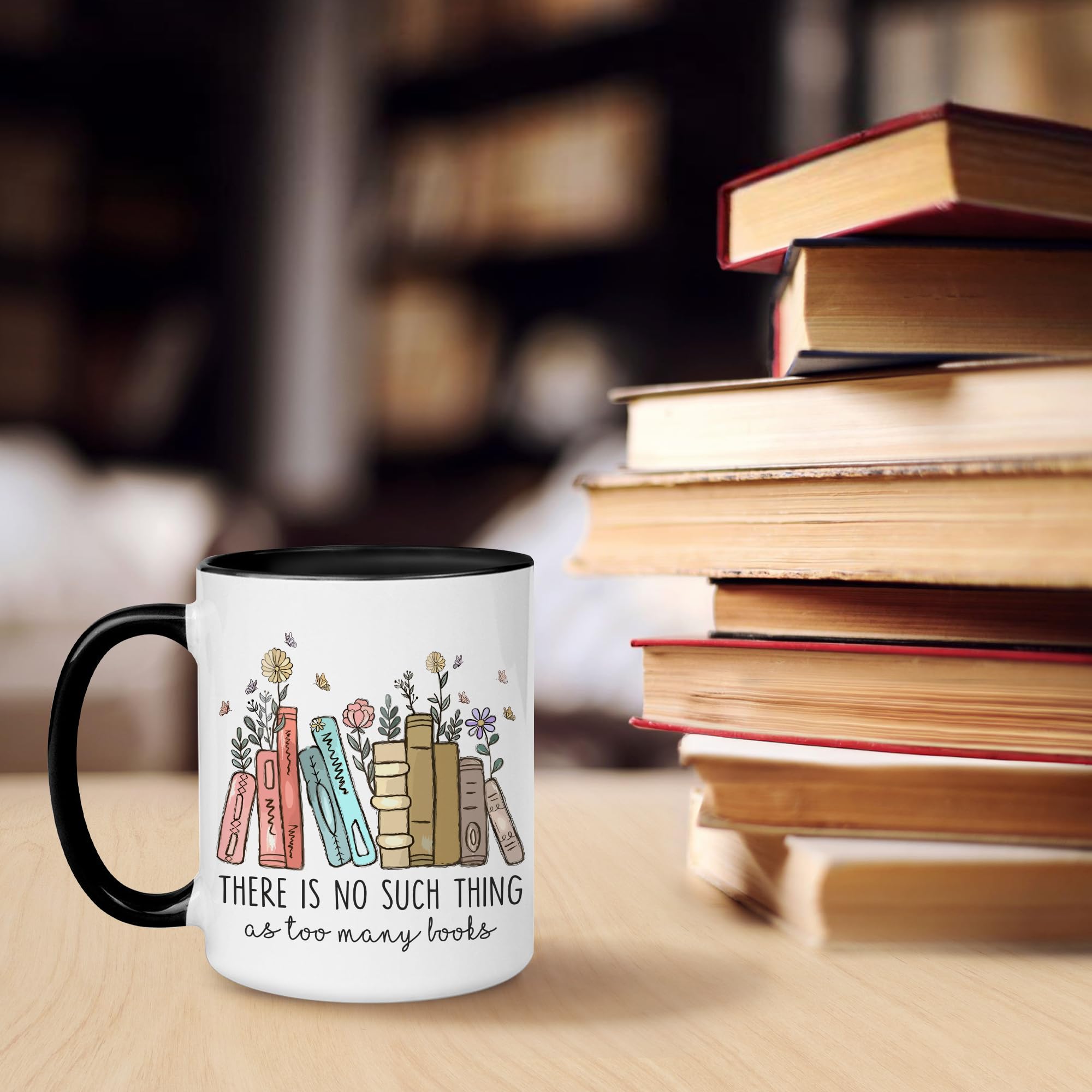 Hyturtle Book Lover Coffee Mug 11oz - There Is No Such Thing - Gifts For Book Lover On Christmas, Birthday - Librarian Mug for Women - Bookish Gifts - Bookworm Cup - Gift For Her - Gifts for Readers