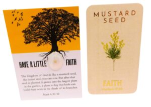 mustard seed holy card bulk pack mixed 10 pack bundle matthew 17:20 faith prayer and cards with seeds, 5 of each