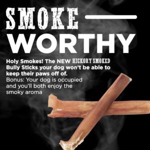 Premium Hickory Smoked 100% Natural 4 Inch Bully Sticks for Dogs - Odor Free with Smoky Aroma - No Additives, Free-Range Grass-Fed Beef, Grain-Free Rawhide-Free - Mini Bully Sticks, 10 Pack