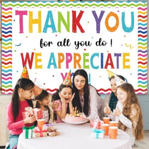 Partydream Thank You for All You Do Backdrop We Appreciate You Banner Decoration Thank You Banner Background Employee Staff Appreciation Gifts Teacher Doctor Graduation Appreciation Party Decor