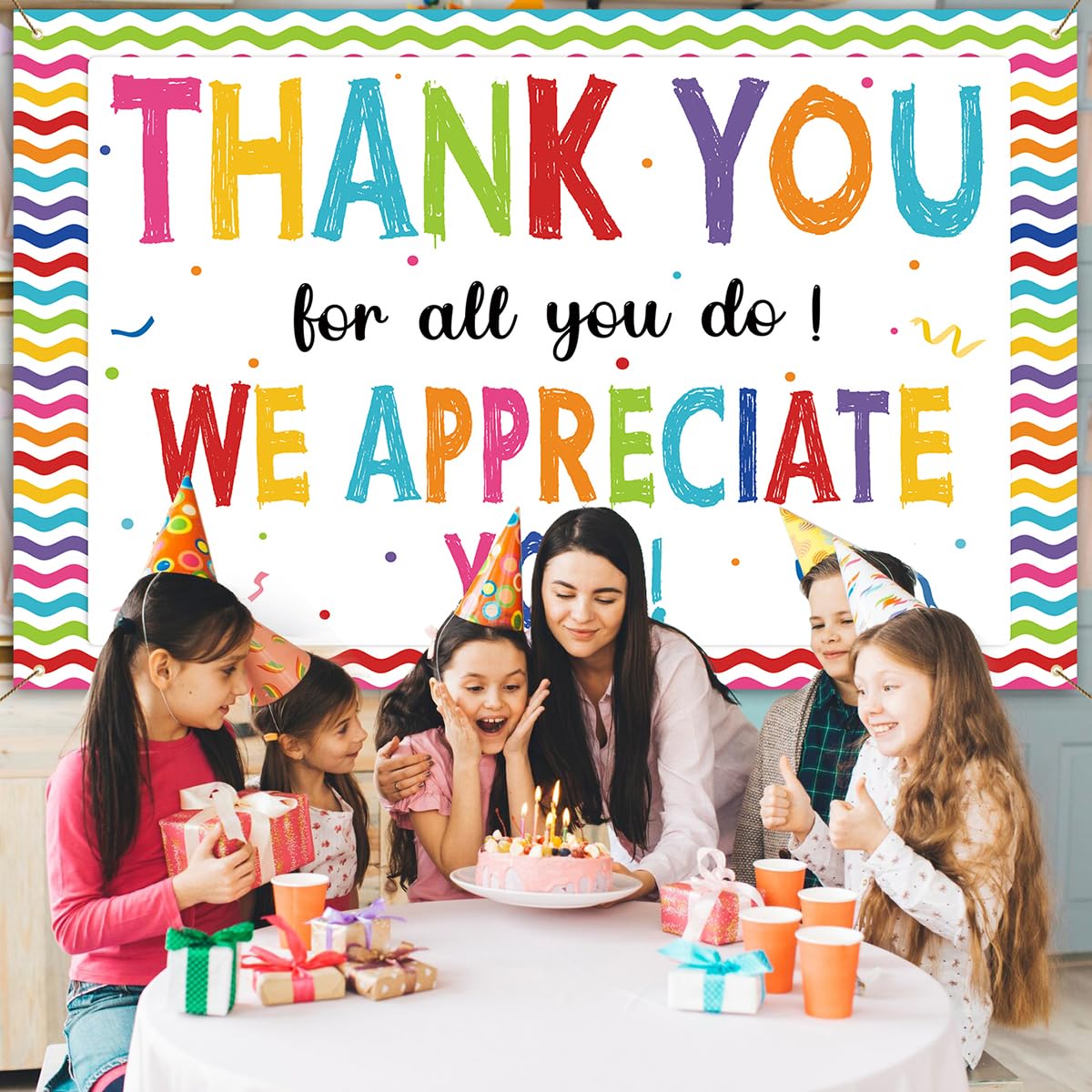 Partydream Thank You for All You Do Backdrop We Appreciate You Banner Decoration Thank You Banner Background Employee Staff Appreciation Gifts Teacher Doctor Graduation Appreciation Party Decor